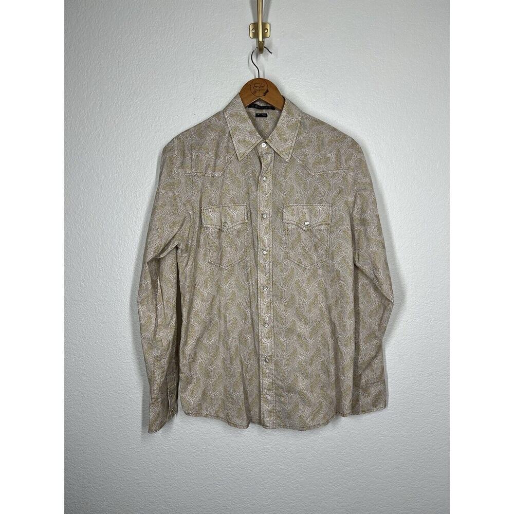 Theory Mens Paisley Print Western Pearl Snap Shirt Small Long Sleeves